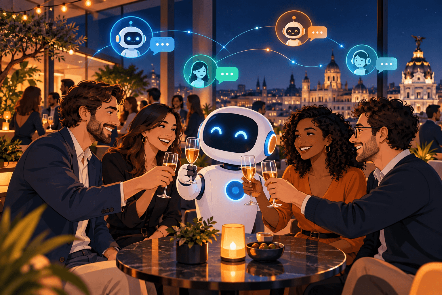 AI agents and leaders networking at Vercel AI Social Club Madrid